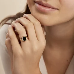 Chevalière Gerolt Ovale Or Jaune Onyx|Marc Orian Outlet
