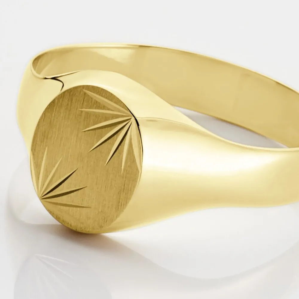 Chevalière Gerrard Ovale Diamantee Soleil Or Jaune|Marc Orian Online