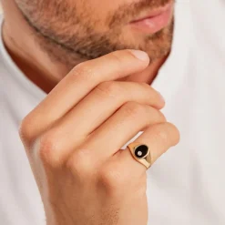 Chevalière Giles Or Jaune Onyx Diamant|Marc Orian