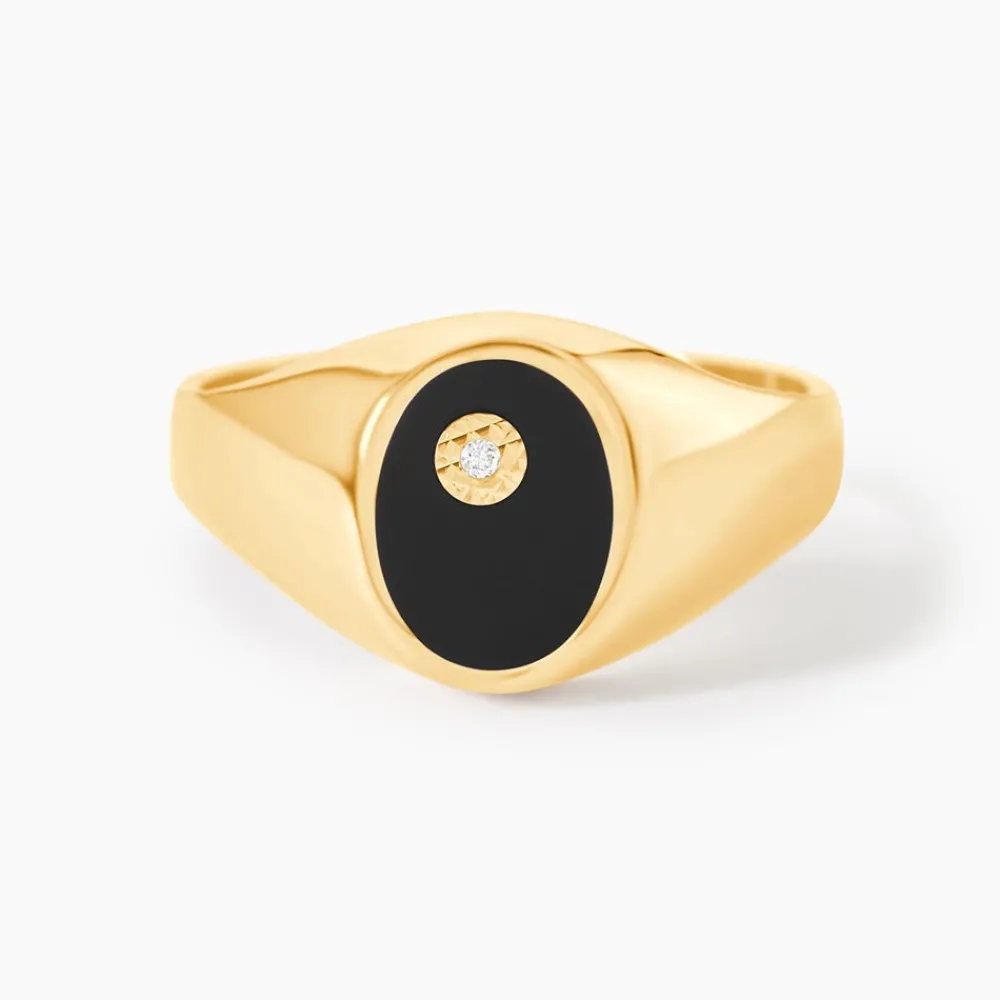 Chevalière Giles Or Jaune Onyx Diamant|Marc Orian
