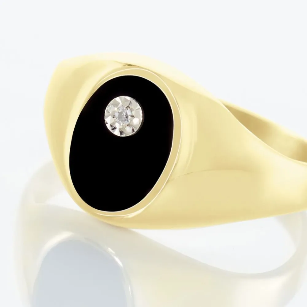 Chevalière Giles Or Jaune Onyx Diamant|Marc Orian
