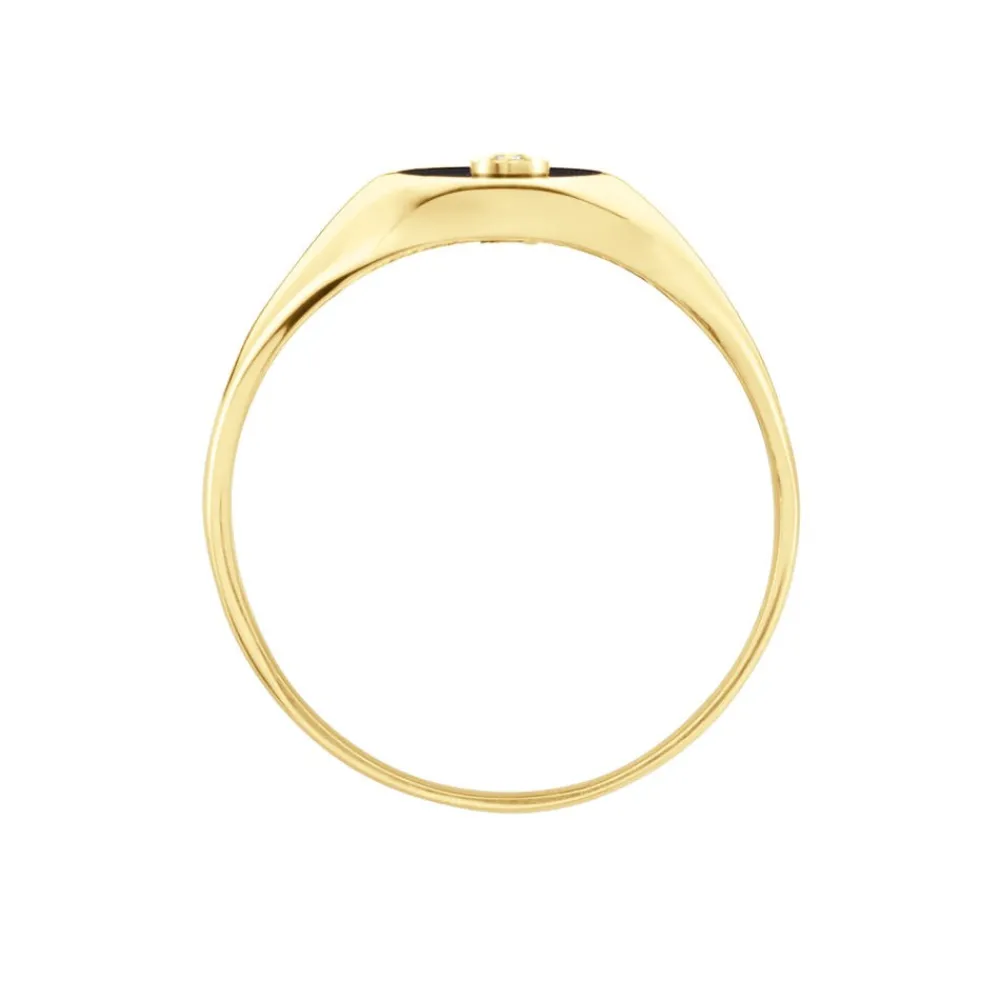 Chevalière Giles Or Jaune Onyx Diamant|Marc Orian