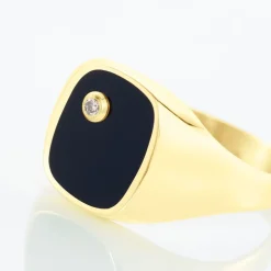 Chevalière Glynn Or Jaune Onyx Diamant|Marc Orian Online