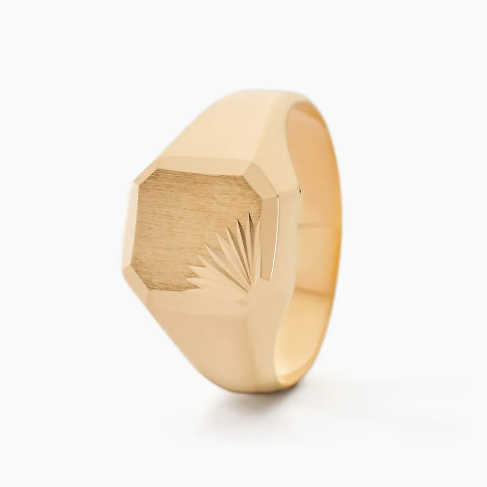 Chevalière Gregg Carree Diamantee Soleil Or Jaune|Marc Orian Clearance