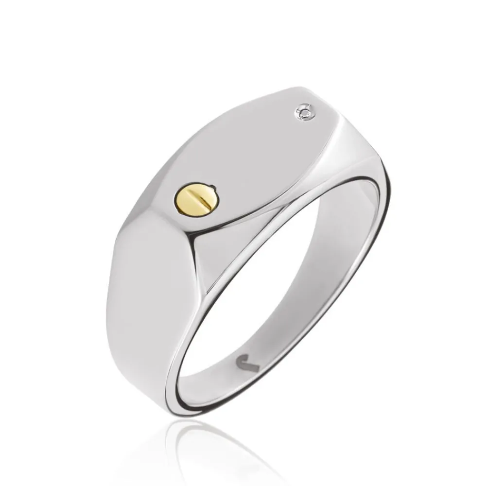 Chevalière Lord Acier Bicolore Diamant|JOURDAN Best