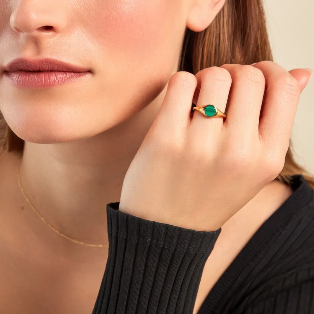 Chevalière Kenith Or Jaune Malachite|Marc Orian Sale