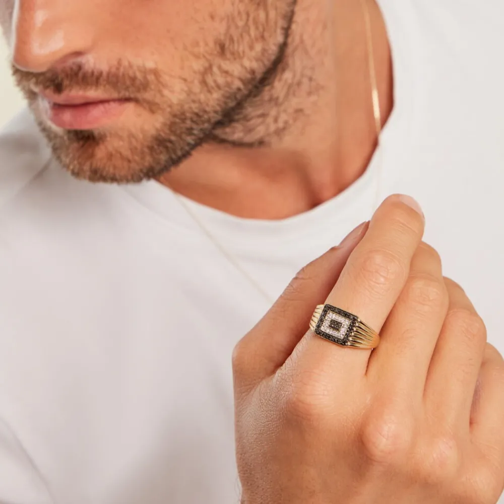 Chevalière Luukas Or Jaune Diamant|Marc Orian Sale