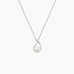 Collier Akiko Argent Blanc Perle De Culture Et Oxyde De Zirconium