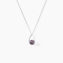 Collier Anais Or Blanc Perle De Culture Et Oxyde De Zirconium
