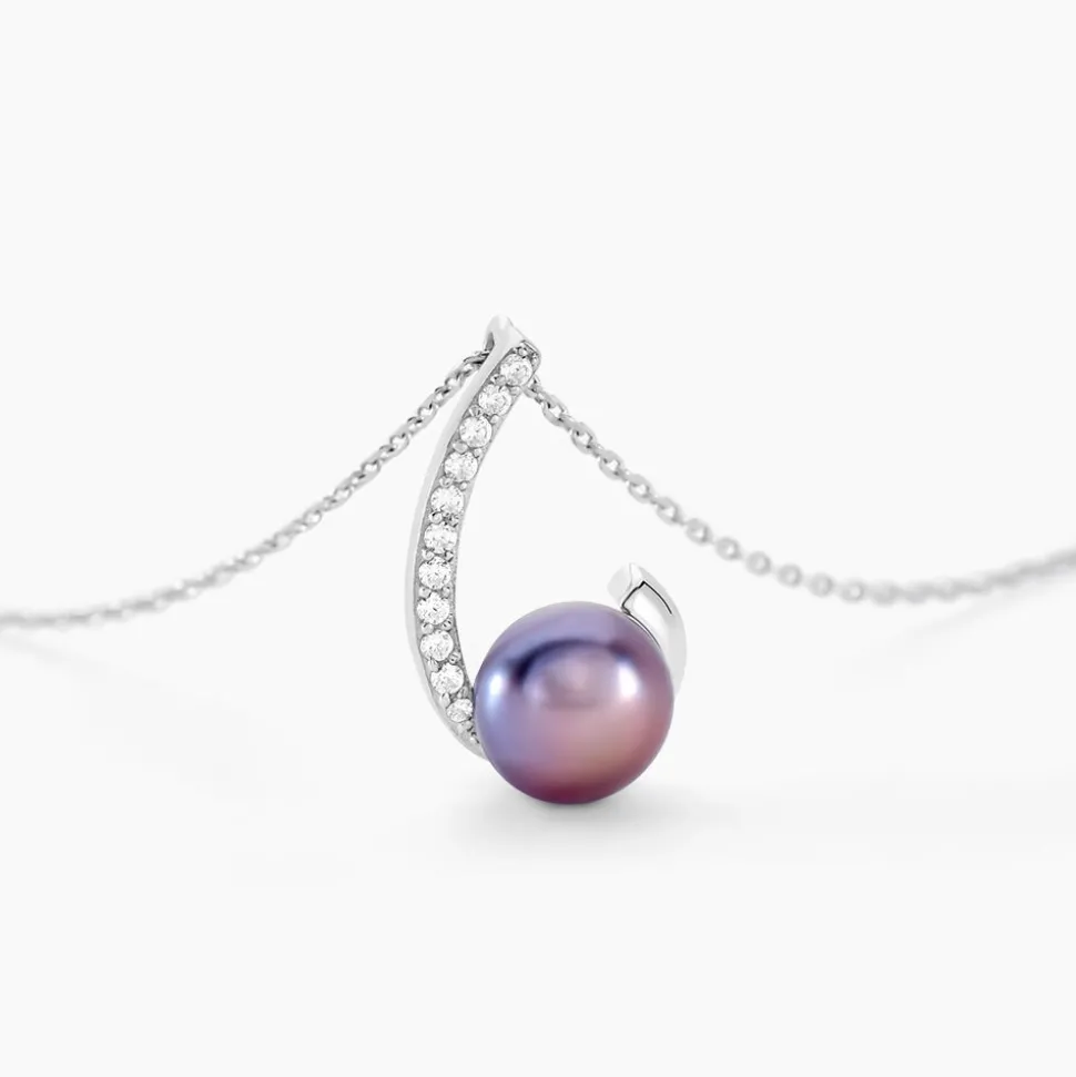 Collier Anais Or Blanc Perle De Culture Et Oxyde De Zirconium