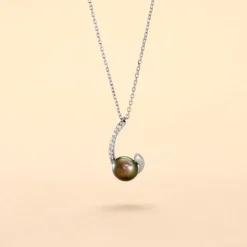 Collier Anais Or Blanc Perle De Culture Et Oxyde De Zirconium