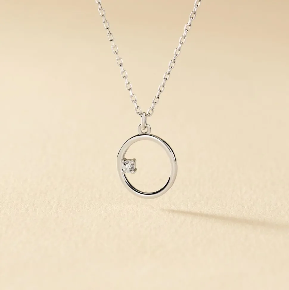 Collier Anas Argent Blanc Oxyde De Zirconium
