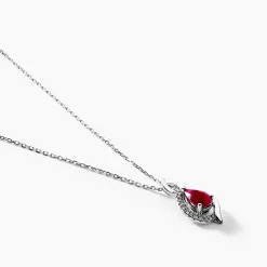 Collier Angelika Or Blanc Rubis Et Diamant