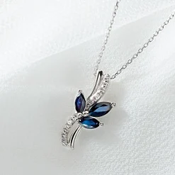 Collier Angie Or Blanc Saphir Diamant