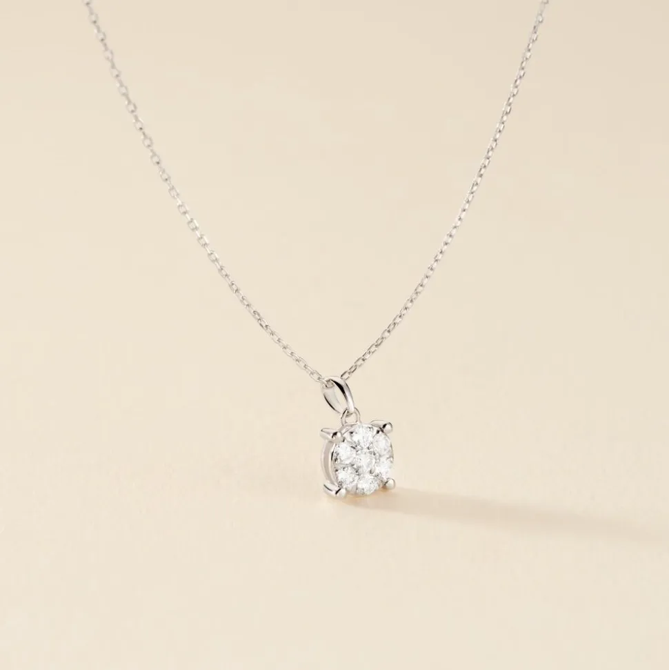 Collier Aphrodite Or Blanc Diamant Synthetique