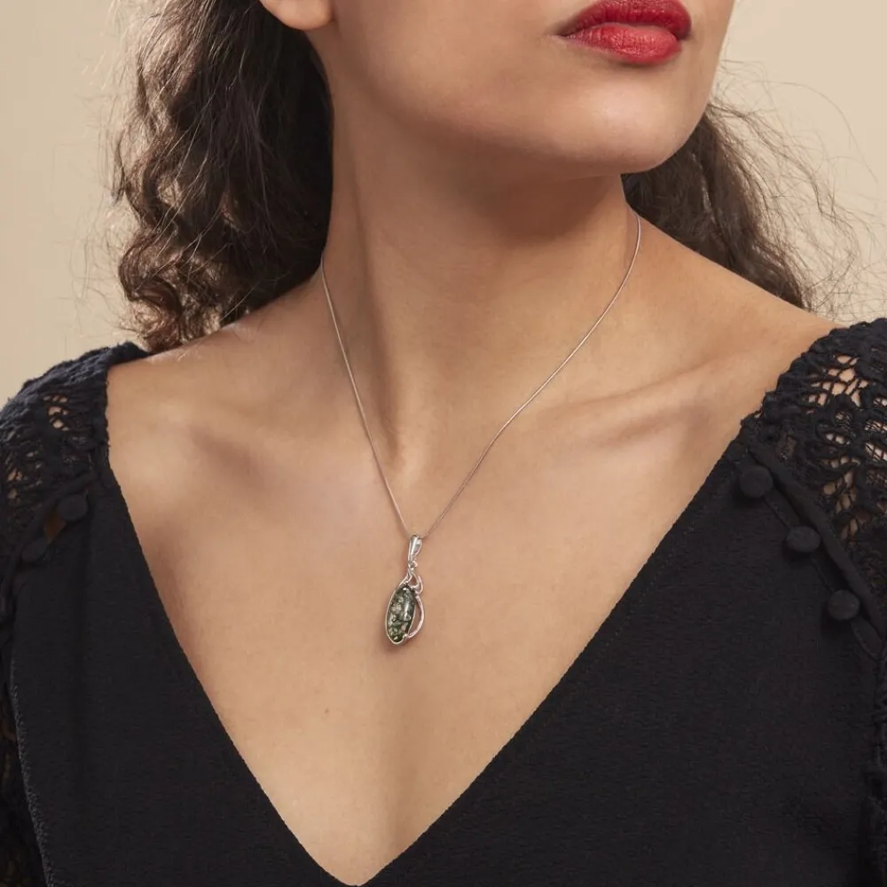 Collier Argent Blanc Elga Ambre|Marc Orian Discount