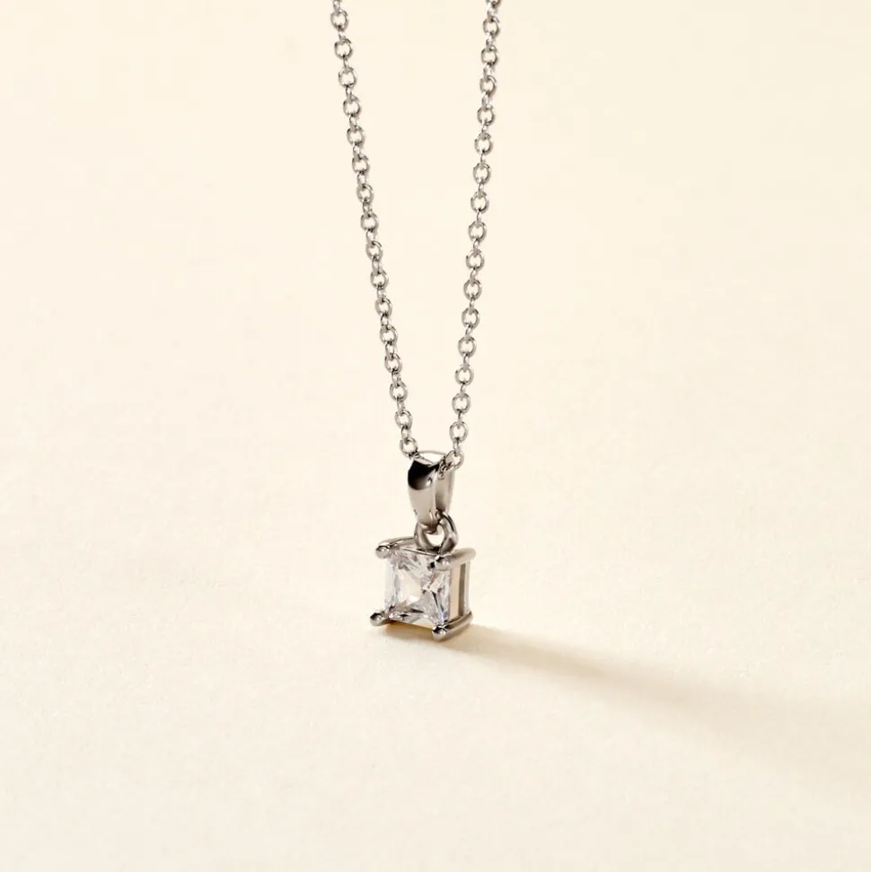 Collier Argent Blanc Jenah Oxyde De Zirconium