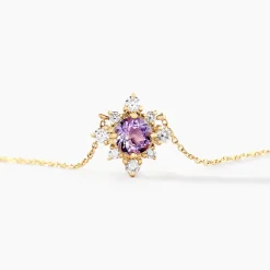 Collier Astrithr Or Jaune Améthyste Oxyde De Zirconium