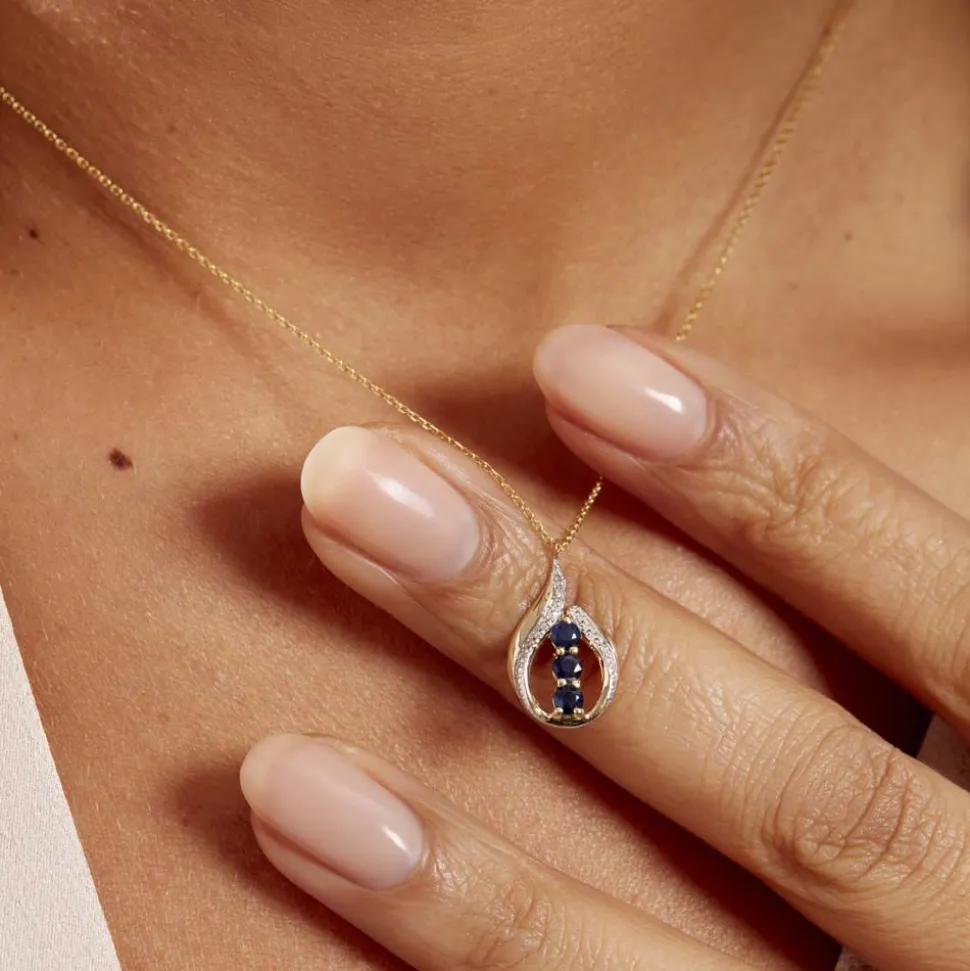 Collier Aurora Or Jaune Saphir Et Diamant