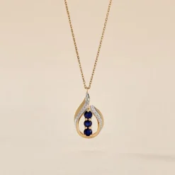 Collier Aurora Or Jaune Saphir Et Diamant