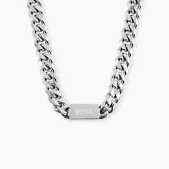 Collier Boss Chain Link Acier Blanc|BOSS BIJOUX Sale
