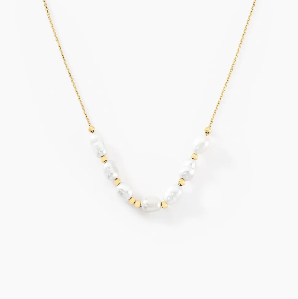 Collier Bron Or Jaune Perle De Culture