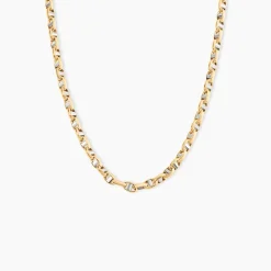 Collier Carlo Or Bicolore Maille Marine Ronde