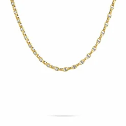 Collier Carlo Or Bicolore Maille Marine Ronde