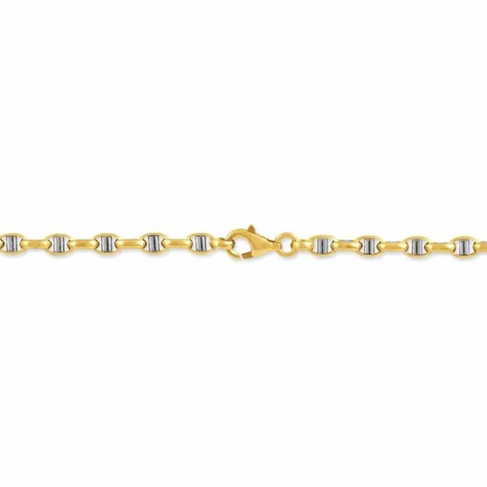 Collier Carlo Or Bicolore Maille Marine Ronde