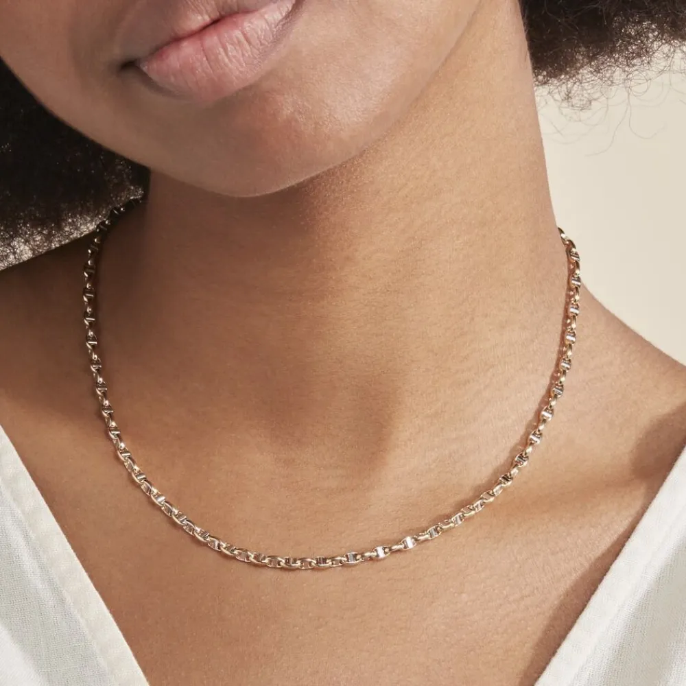 Collier Carlo Or Bicolore Maille Marine Ronde|Marc Orian Online