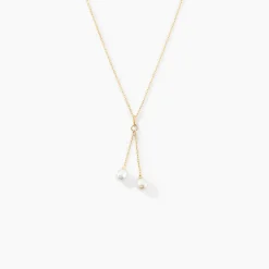 Collier Carrine 2 Fils Or Jaune Perle De Culture