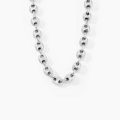Collier Carrus Maille Grain De Cafe Argent Blanc