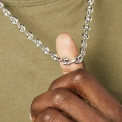 Collier Carrus Maille Grain De Cafe Argent Blanc