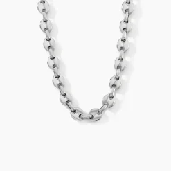 Collier Carrus Maille Grain De Cafe Argent Blanc