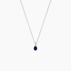 Collier Charmante Or Blanc Saphir Et Diamant