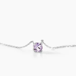Collier Clair Or Blanc Amethyste