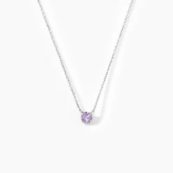 Collier Clair Or Blanc Amethyste