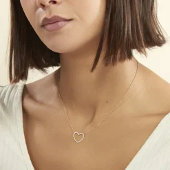 Collier Coeur Droit Or Jaune Oxyde De Zirconium