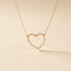 Collier Coeur Droit Or Jaune Oxyde De Zirconium