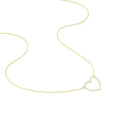 Collier Coeur Droit Or Jaune Oxyde De Zirconium