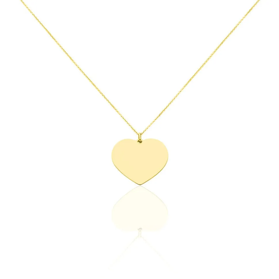 Collier Coeur Gravable Or Jaune