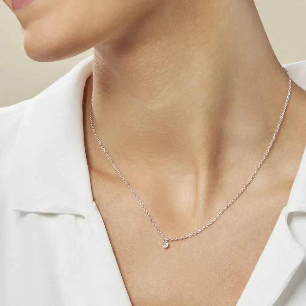 Collier Court Argent Blanc Constantin Oxyde De Zirconium|Marc Orian New