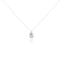 Collier Daen Or Blanc Topaze Oxyde