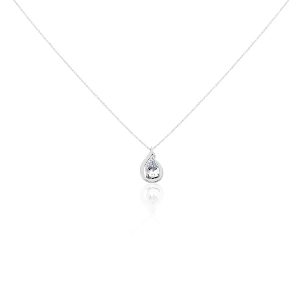 Collier Daen Or Blanc Topaze Oxyde