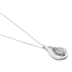 Collier Daen Or Blanc Topaze Oxyde