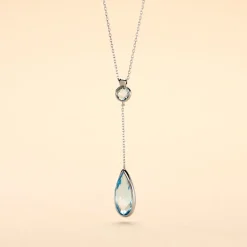 Collier Dennis Or Blanc Topaze