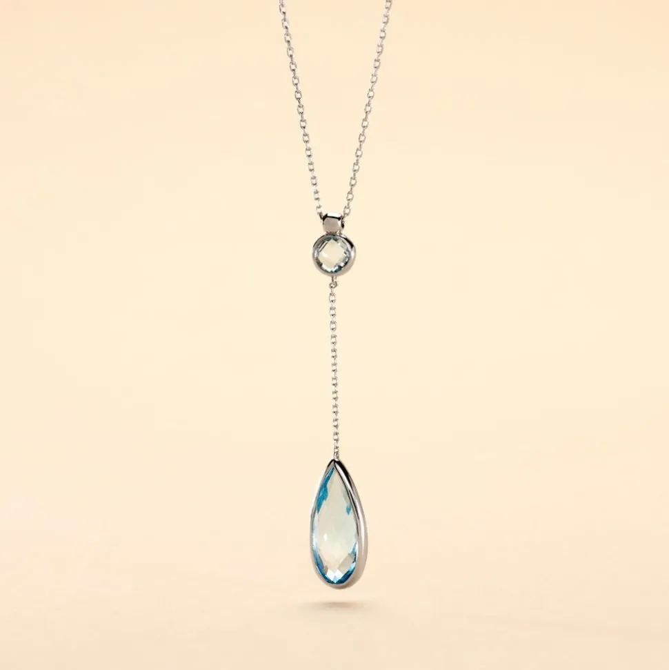 Collier Dennis Or Blanc Topaze