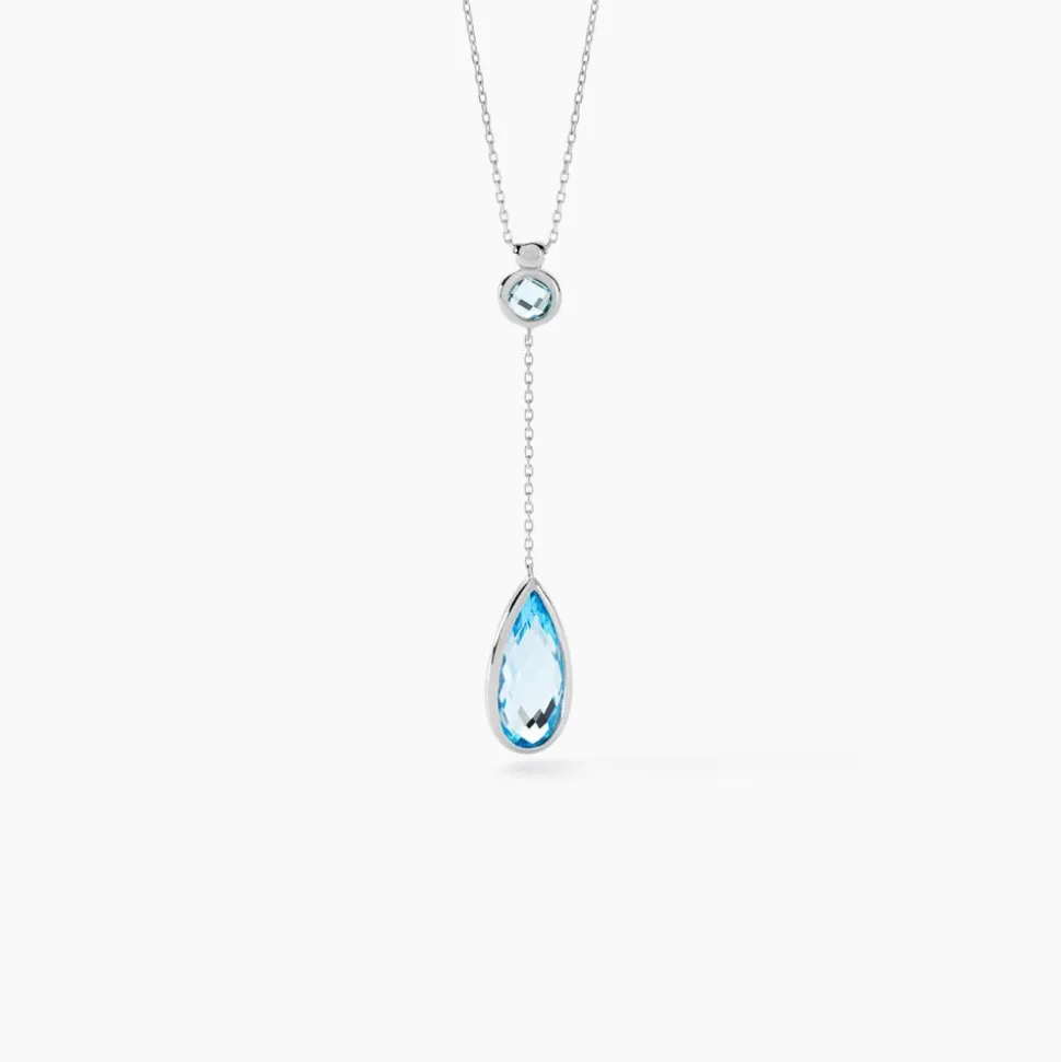 Collier Dennis Or Blanc Topaze