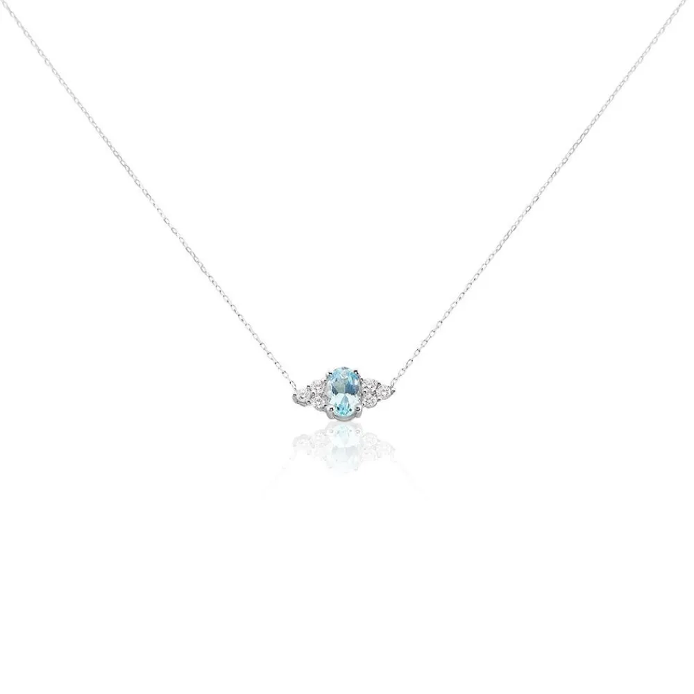 Collier Diapre Or Blanc Topaze Oxyde De Zirconium|Marc Orian New