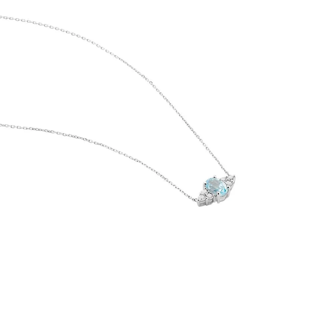 Collier Diapre Or Blanc Topaze Oxyde De Zirconium|Marc Orian New
